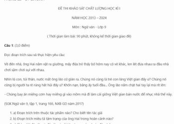 Đề thi học kỳ 1 môn Ngữ văn 9 Sở GDĐT Gia Bình năm học 2023 -2024
